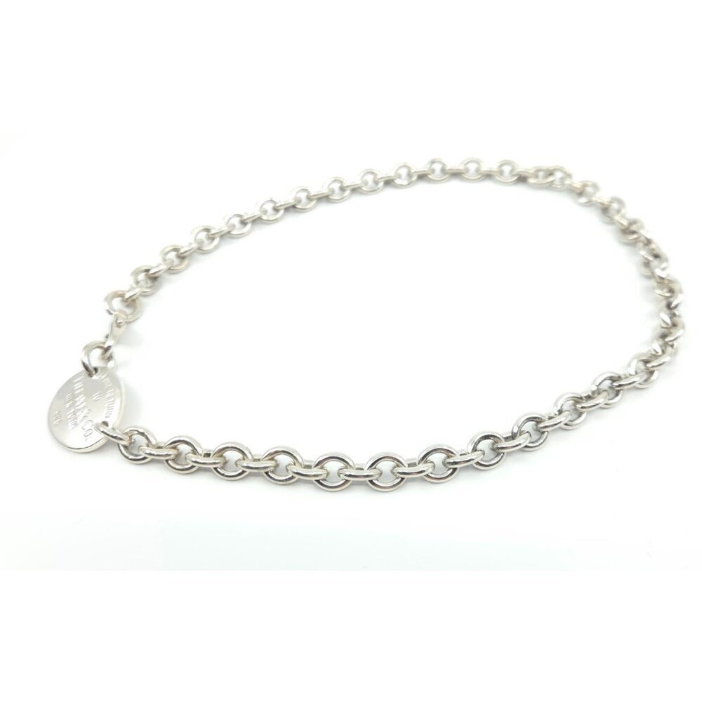 Tiffany & Co Sterling Silver Return to Tiffany Oval Tag Link Necklace 16" - Picture 5 of 12